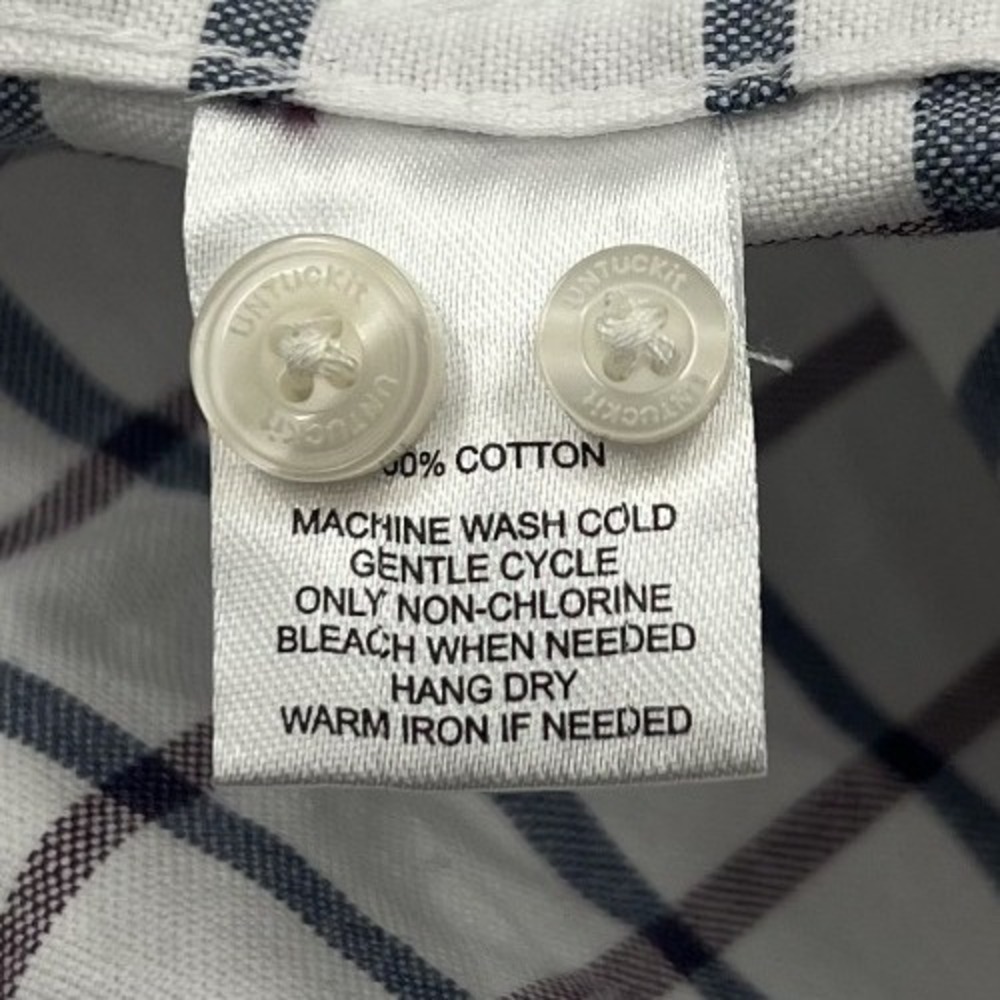 Untuckit Button Down Checkered Shirt Mens 3XL White Preppy Business Pocket SS - Picture 10 of 14